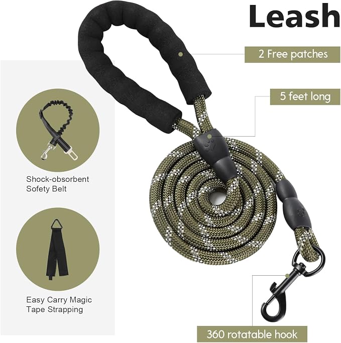 No Pull Tactical Dog Harness Small Sized Dog, Service Dog Vest, S, Green | Tactical Dog Vest Harness and Leash Set, Adjustable Military Service Dog Harness with Handle for Medium Large Dogs