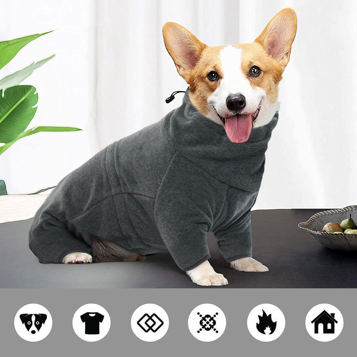 ROZKITCH Dog Jumpsuit for Large Dogs, Pet Windproof Warm Cold Weather Jacket Vest Cozy Jumpsuit Apparel Outfit Clothes for Small Medium Large Dog Walking Hiking Sleep Grey L