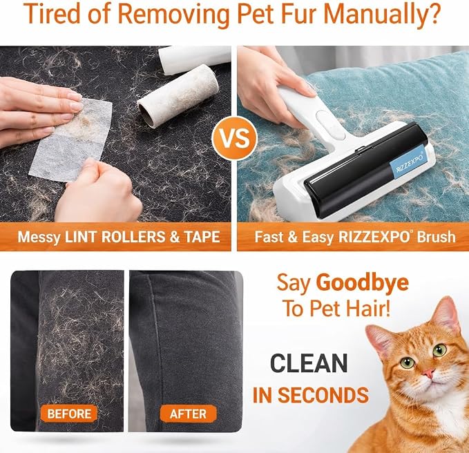 Pet Hair Remover, Reusable Lint Roller for Cat & Dog Hair, Carpet Rake for Pet Hair Removal, Cat Hair Remover Furniture, Dog Hair Remover for Car, Couch, Rugs & Bedding