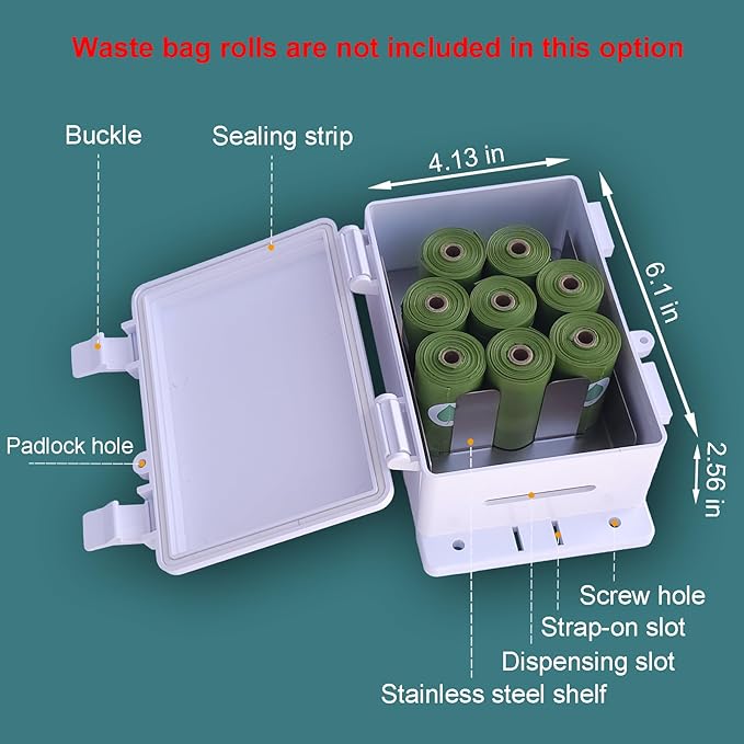 Dog Poop Bag Dispenser Wall Mounted Waterproof Outdoor Pet Waste Bags Dispenser Station with Cute Doggie Poo Images Post, Pole, Fence Mountable fits Home, Porch, Patio, Yard（colored,only dispenser)