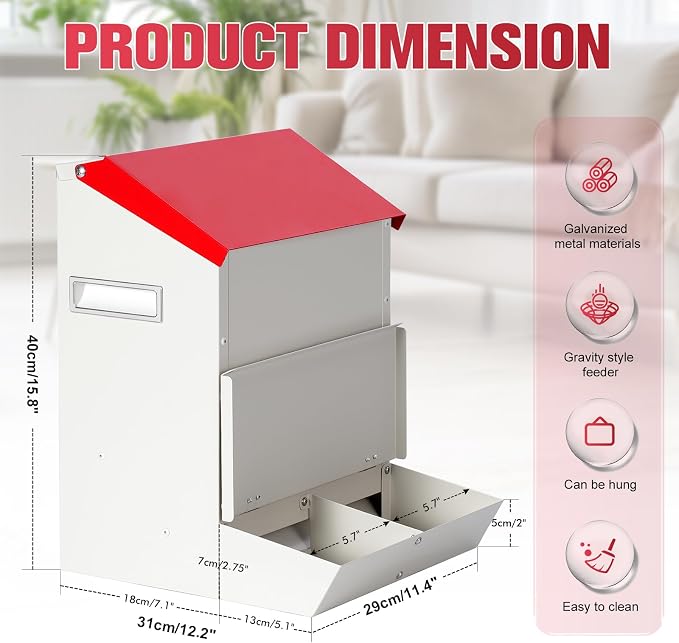 Automatic Cat Feeder 2 Cats,50cups/12L Pet Feeders Large Capacity Outdoor | Galvanized Steel Multiple Cats Feeder Gravity Dog Dry Food Dispenser with Lid