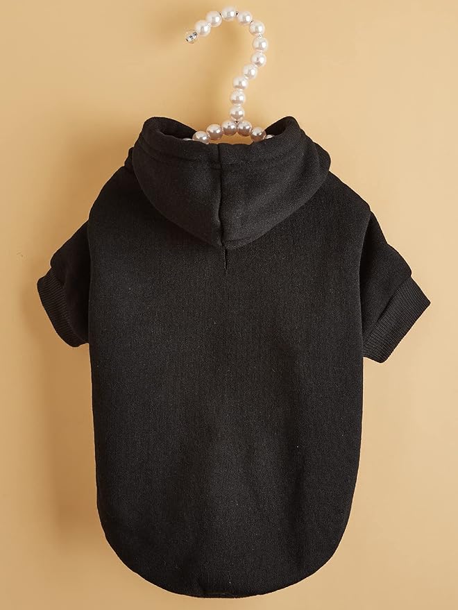 QWINEE Basic Dog Hoodie Sweatshirt Puppy Sweater Warm Cat Costumes Pet Clothes for Chihuahua Puppy Kitten Small Medium Dogs Black Medium