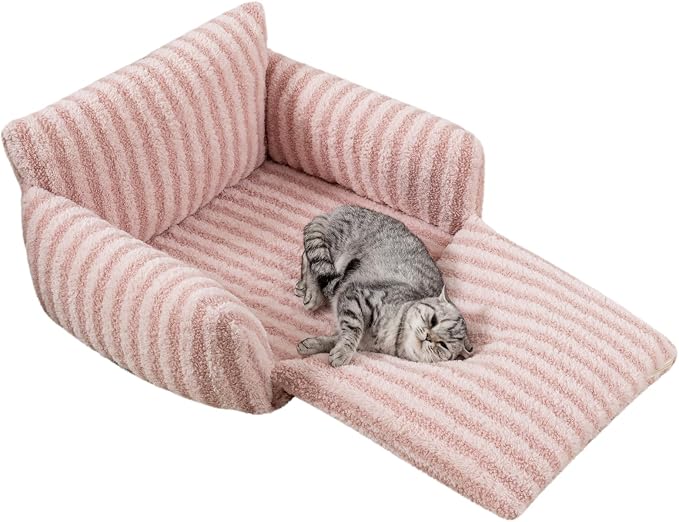 Hollypet Cat Bed Small Dog Orthopedic Couch Beds for Pets up to 20 lbs | Fluffy Multifunctional Double-Layer Warming Kitten Pet Couch Orthopedic Beds with Machine Washable Cover and Non-Slip Bottom