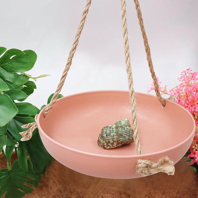 Frog Swing Toys, Plastic Reptile Amphibian Climbing Toys, Tank Aquarium Terrarium Decoration Accessories, Suitable for Frog Gecko Lizard Chameleon Hermit Crab (Pink, Small)