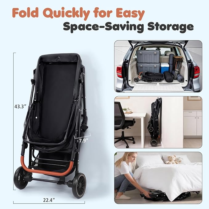 Dog Stroller for Large & Medium Dogs (20–132 lbs), Pet Stroller for 2 Small Dogs, Cat Strollers for 2 Cats, Extra Large Heavy Duty, Foldable & Fully Ventilated Design, Black