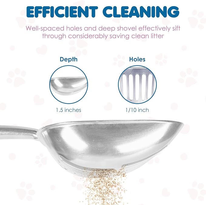 SunGrow Large Cat Litter Scoop, Life Transforming Cat Scooper, Reduces Hand Fatigue, Saves Clear Litter, Makes Scooping Faster and Easier