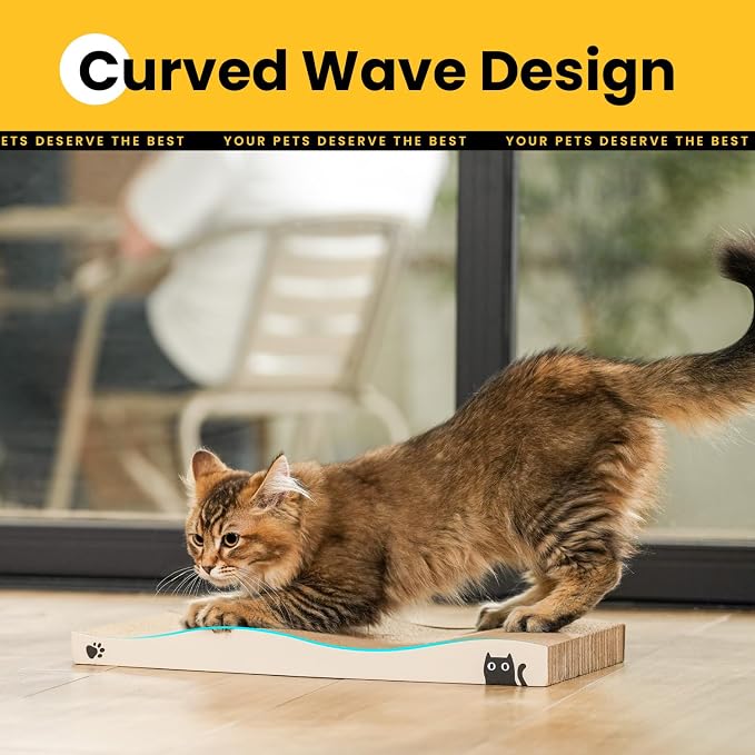 Cat Scratcher, Durable Scratch Pad, Corrugated Cardboard Scratching Board for Indoor Cats, Heavy Duty, Double-Sided Usability, Recyclable, with Catnip，4 Pack