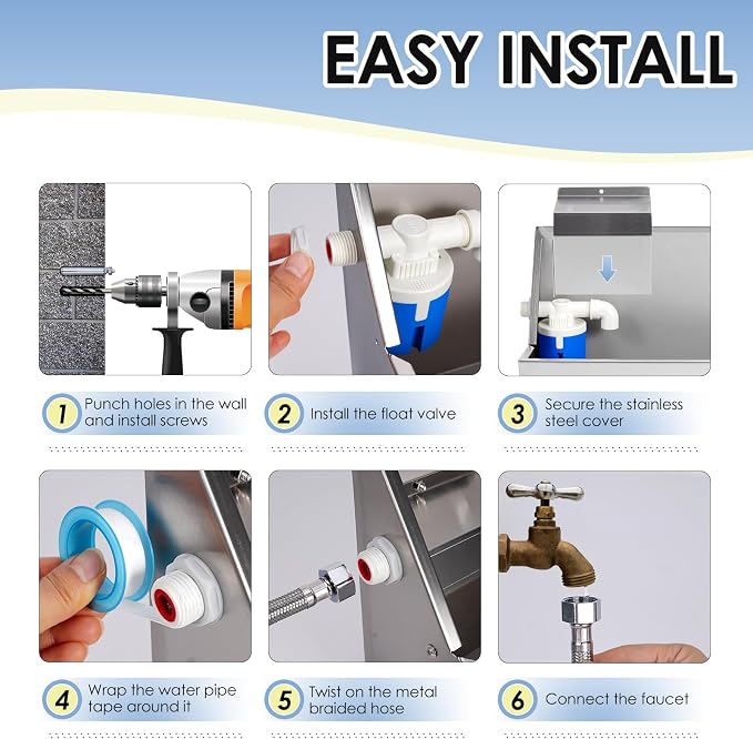 Automatic Water Dispenser for Large Dogs, 2.1 Gallon Stainless Steel Auto Water Bowl Self Filling, Waterer Feeder for Outdoor Animals Drinking, Chicken Livestock (Drainage Hole)