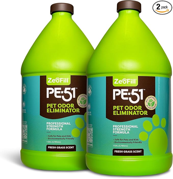 ZEOFILL PE-51 Pet Odor Eliminator - Outdoor Odor Eliminator for Pets, Cat Urine, Dog Pee, and Poop | Artificial Turf, Lawn, Yard, Decks & Patio Smell Remover | Natural Eco-Friendly Enzymes | 2 Gallon