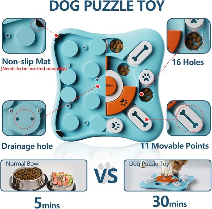 FOXMM Interactive Dog Treat Puzzle Toys for IQ Training & Mental Stimulating,Fun Slow Feeder,Large Medium Small Dogs Enrichment Toys with Squeak Design,Ideal Gifts for Puppies,Cats,Dogs