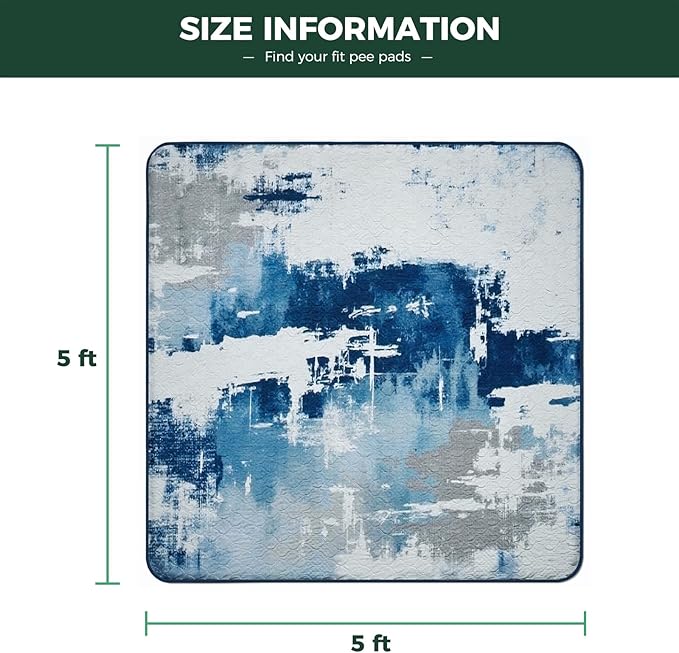 FXW Washable Pee Pads for Dogs, Puppy Pads with Super Absorbent, Specifically Designed for Rollick/Homeplus 24inch 8 Panels Dog Playpen, 63" Square, Tie-Dye Blue, 1 Pack