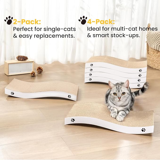 Cat Scratcher, Durable Scratch Pad, Corrugated Cardboard Scratching Board for Indoor Cats, Heavy Duty, Double-Sided Usability, Recyclable, with Catnip, Medium, 1 Pack