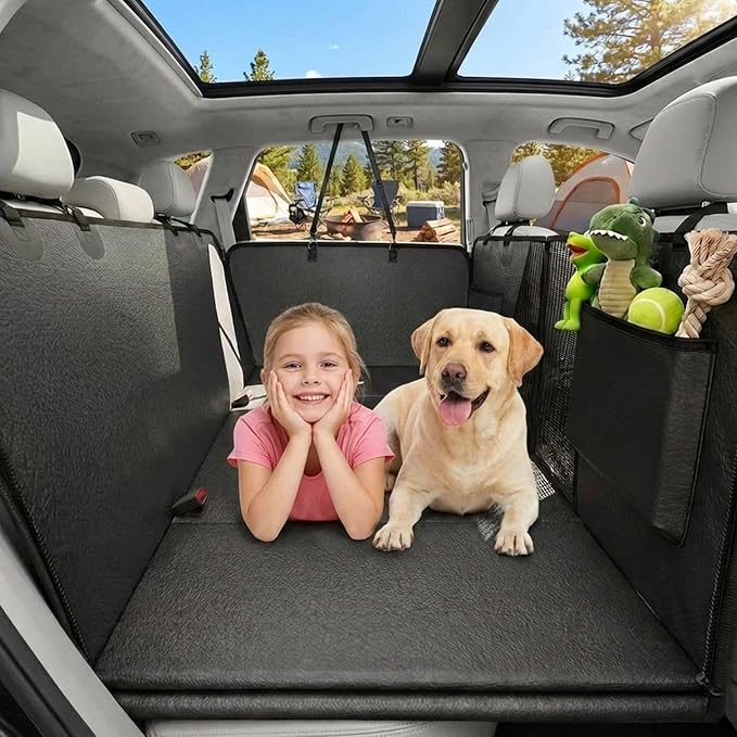 Dog Car Seat Cover, 600D Heavy Dute Car Seat Cover for Dogs Pets,100% Waterproof Anti-Scratch Nonslip Dog Hammock for Cars, Seat Covers Protector with SeatBelt for Sedan SUV Truck XLPRO Hard LEA-Dark