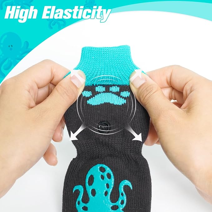 EXPAWLORER Double Side Anti-Slip Dog Socks - 3 Pairs Paw Protectors with Grips, Dog Shoes with Strong Traction Control, for Outdoor Hot/Cold Pavement, Indoor Hardwood Floors, Prevent Licking