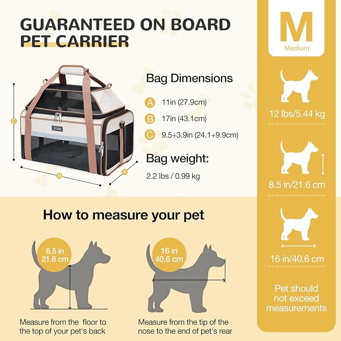 Lekereise Top-Expandable Pet Carrier 17x11x9.5 Inch Alaska Hawaiian Airline Approved Soft Sided Underseat to 12lbs Travel Carriers for Small Dogs and Cats with Locking Safety Zippers Anti-Scratch Mesh
