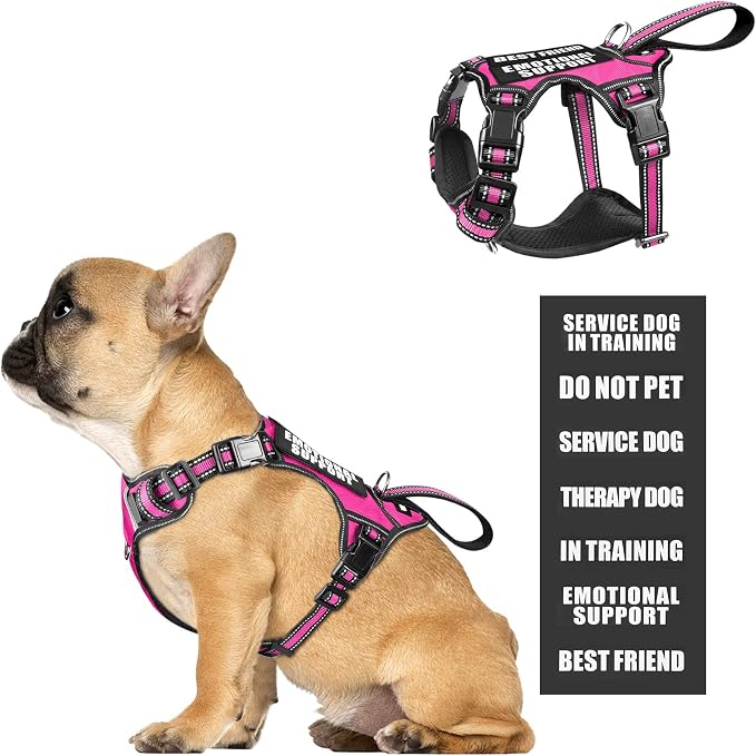 Service Dog Vest No Pull Dog Harness with 7 Dog Patches, Reflective Pet Harness with Durable Soft Padded Handle for Puppies, Small, Medium, Large, and Extra-Large Dogs