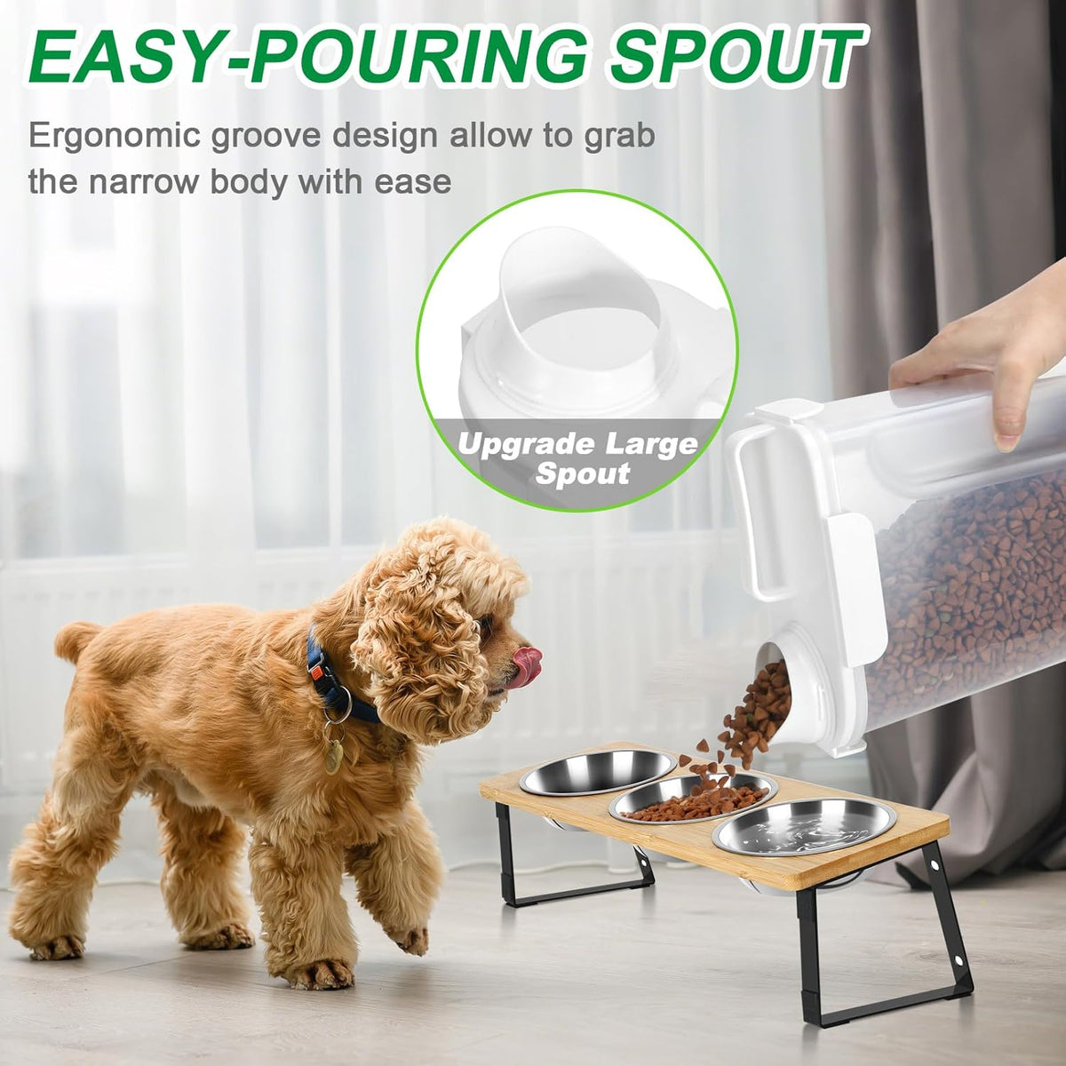 TBMax 2 Pack Cat Dog Food Storage Containers 10 to 14 Lbs, Portable Travel Pet Container Dispenser with Easy-Pouring Spout & Cup, Airtight Bird Seed Container Dog Treat Storage Bin -White