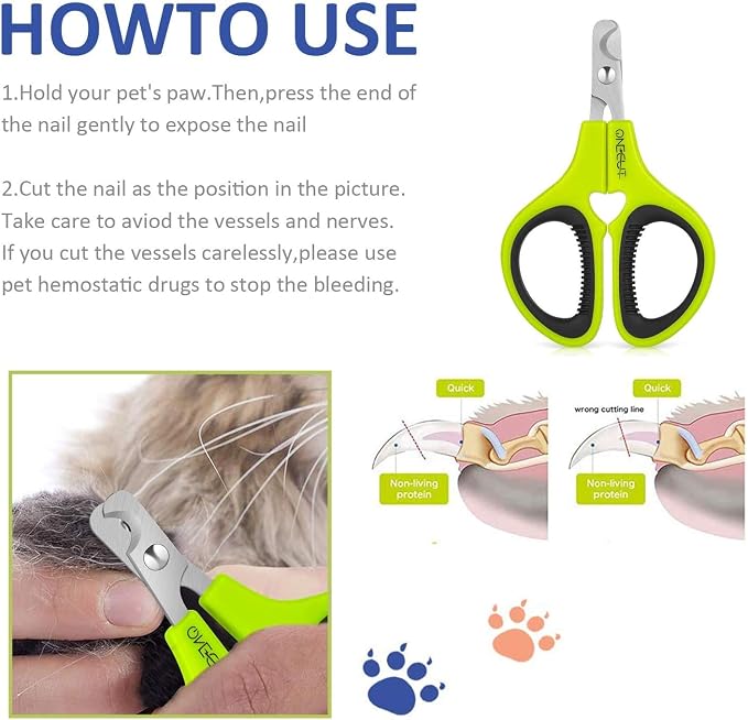 Pet Nail Clippers, Update Version Cat & Kitten Claw Nail Clippers for Trimming, Professional Pet Nail Clippers Best for a Cat, Puppy,Rabbit, Kitten & Small Dog,Sharp & Safe (Green)