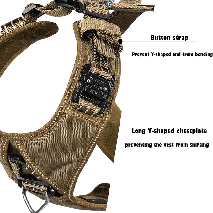 ICEFANG Dog Halter Harness with Metal Buckles,Dog Strap Vest for Medium Dogs