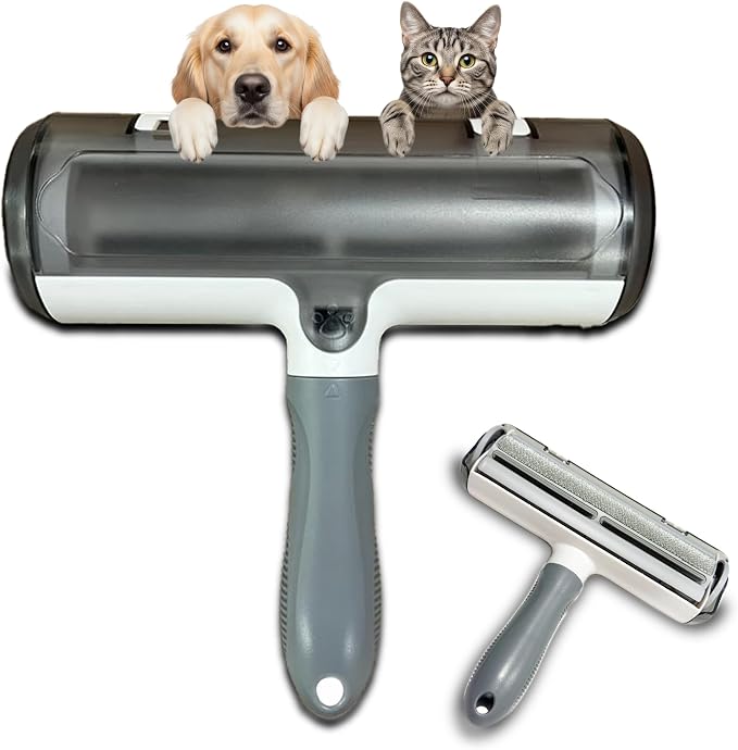 Reusable Pet Hair Remover Roller – Self-Cleaning Lint Brush with Built-in Container, No Refills – for Couch, Furniture, Bedding, Rugs & Car Seats