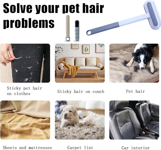 Cat Hair Remover 4-in-1 Multi-Functional Pet Hair Remover Brush,17.7Inch, Reusable Washable Lint Cleaner for Dog and Cat Hair, Gentle on Furniture, Sofas, Pet Beds, Bedding, Carpets, Clothing