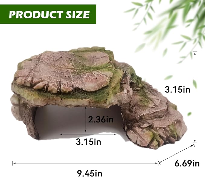 kathson Turtle Basking Platform Resin Bearded Dragon Hides and Caves with Ramp Reptile Resting Terrace Turtle Tank Decorations for Frogs,Tortoise,Lizard,Leopard,Crested Gecko