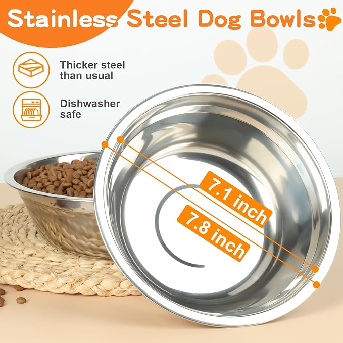COMESOON Elevated Dog Bowls, 5 Adjustable Heights (3.9"-13.4") Raised Dogs Food Bowl Stand for Medium Large Sized Dogs, Non-Slip Foldable Travel Pet Feeder Black with Stainless Steel Bowls