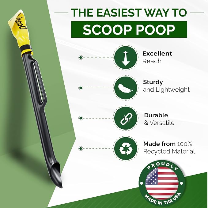 Pooper Scooper For Dogs & Cats – Dog Poop Scooper With Bag Attachment & 5 Pooper Scooper Bags – One-Handed Slide Scoop Dog Poop Picker Upper – Portable Dog Poop Scoop For Lawn Or Park