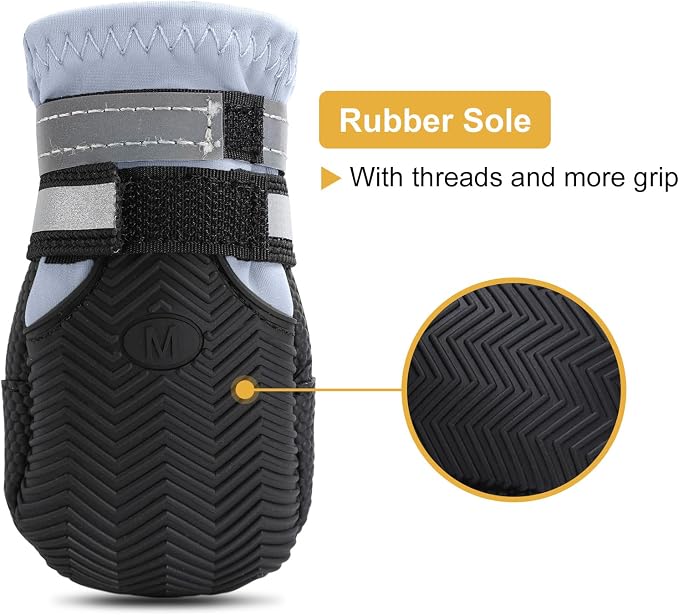 Dimicoo Water-Resistant Dog Boots for Medium Large Dogs,Non-Slip Dog Shoes for Winter Snow,Lightweight Paw Protector for Cold Pavement,Soft Dog Booties for Outdoor Walking Indoor Hardfloors