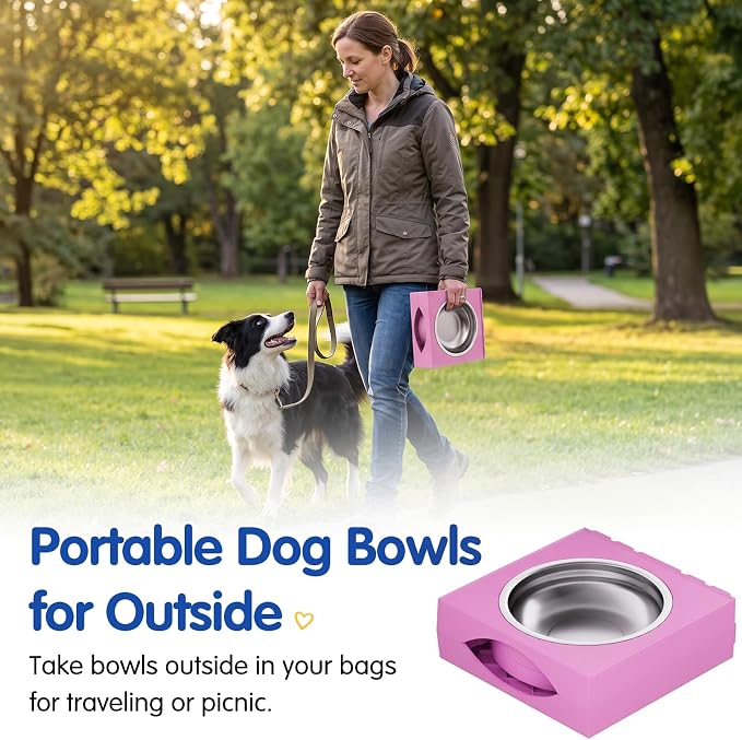 XIAZ Elevated Dog Bowls Large Breed Raised Dogs Bowl Stand Large/Medium Sized Dog Stainless Steel Food Water Bowl Stands 5 Heights Adjustable 9/11/12/14in Pet Feeder Dish Station