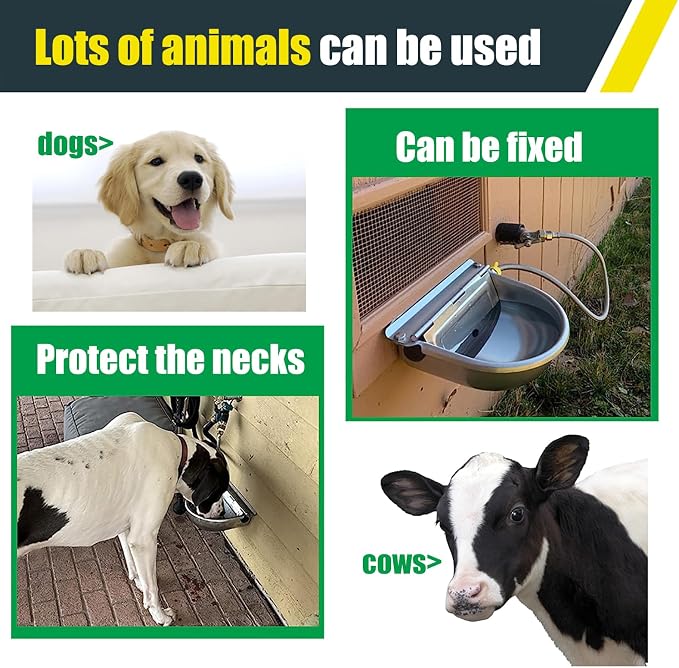 Automatic Water Bowl for Dog Large Size,Animal Drinking Water Bowl,Outdoor Dog Water Bowl,304 Stainless Steel Water Bowl with Float Valve, Drain Hole, Pipe,for Poultry and Livestock