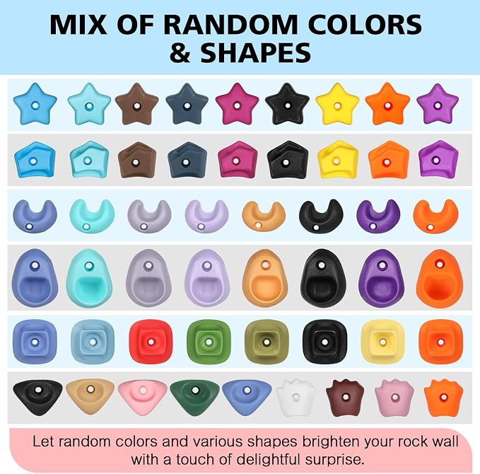 TOPNEW 30PCS Random Rock Climbing Holds Blind Box with Hardware, Non-Slip Climbing Rocks for Kids & Adults, Ideal Gift for Indoor Outdoor Climbing Wall