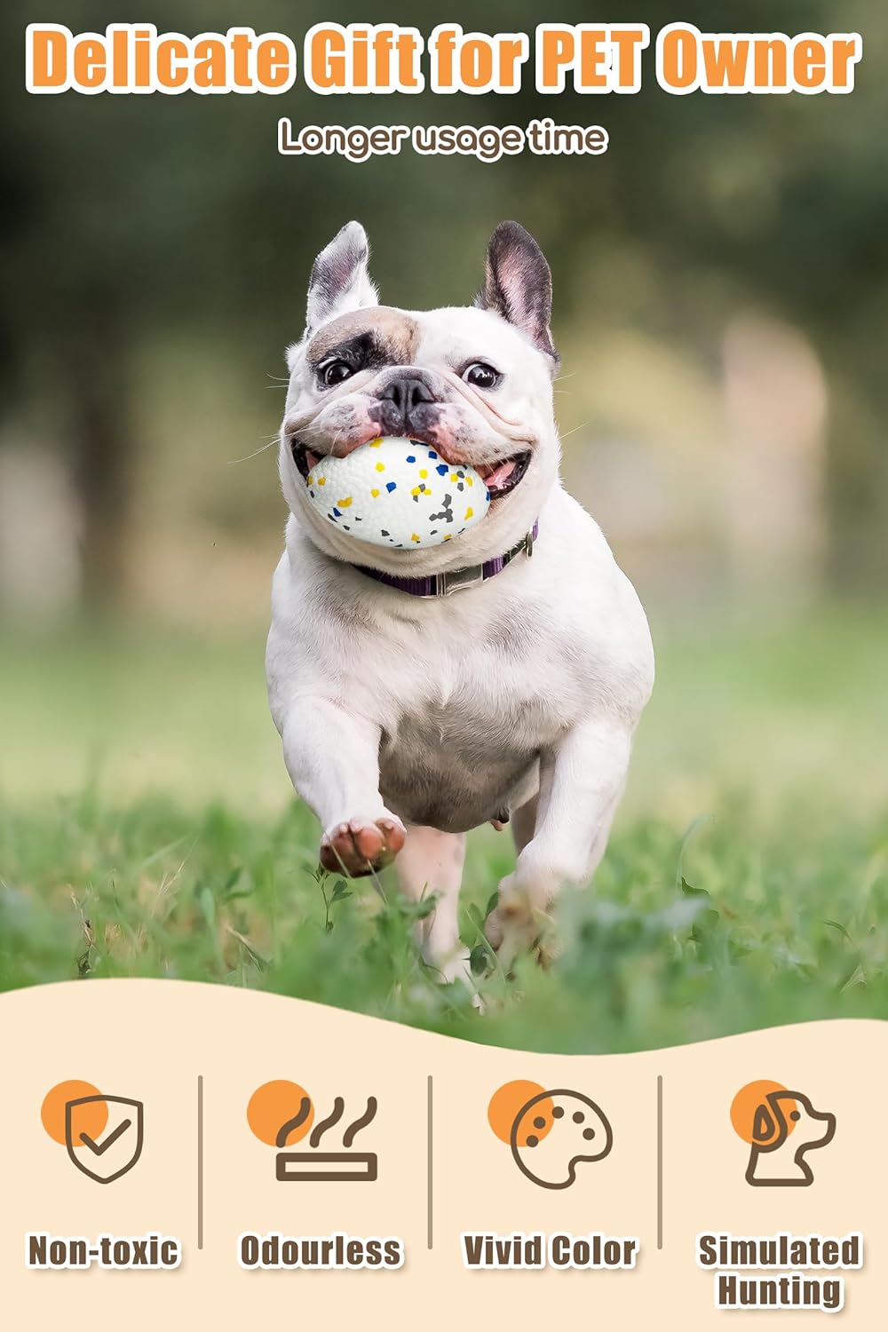 4.72" Indestructible Large Rugby Balls for Aggressive Chewers Durable Olive Bouncy Interactive Football Toy for Dogs Fetch Game Lightweight Floating Outdoor Training, White
