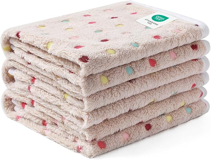 Luciphia 1 Pack 3 Blankets Super Soft Cute Dot Pattern Pet Blanket Flannel Throw for Dog Puppy Cat Large(41x31), Brown