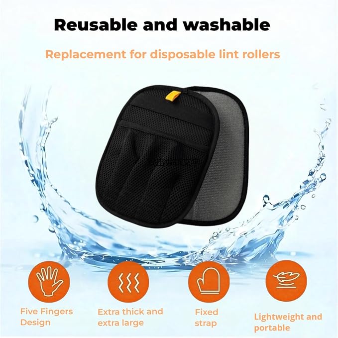 Pet Hair Removal Glove for Dogs & Cats, Electrostatic Reusable Fur Remover | 5-Finger Electrostatic Pet Hair Remover Glove, Magic Brush for Dog Cat Hair Removal on Couch, Car Seat, Clothing