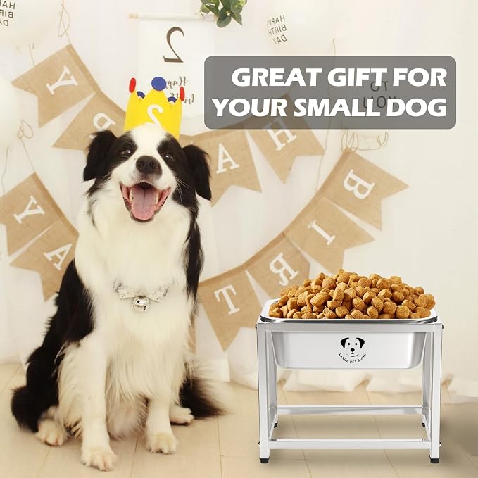 Elevated Dog Water Bowl, Stainless Steel Dog Bowl for Medium Large Dogs, Easy to Clean and Assemble for Outdoor Use 1.25 Gallons Bowl with Full Metal Stand Raised 10.23"
