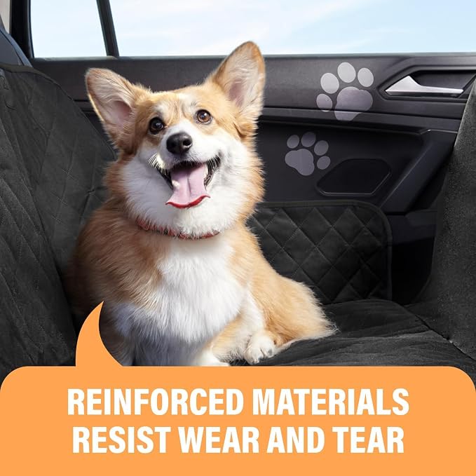 Active Pets Dog Car Seat Cover for Back Seat, Waterproof Pet Hammock Protector, Durable Nonslip Seat Protection SUV Truck, Standard 53"x56", Orange