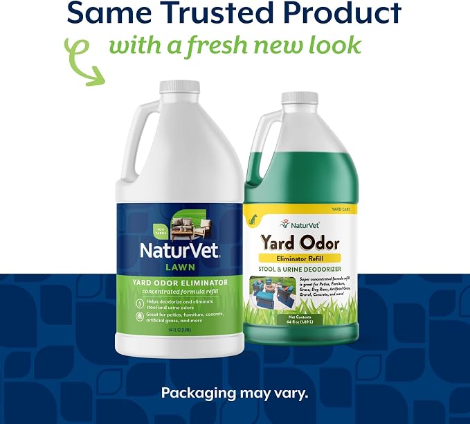 NaturVet - Yard Odor Eliminator - Eliminate Stool and Urine Odors from Lawn and Yard - Designed for Use on Grass, Plants, Patios, Gravel, Concrete & More - 64 oz Refill