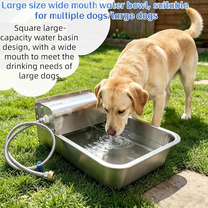 Automatic Dog Water Dispenser,Wide Mouth Design,Water Level Control | 11L Stainless Steel Outdoor Dog Water Bowl,with Float Valve Auto Refill for Dogs, Alpacas & Livestock,with 3/4" Brass Adapter