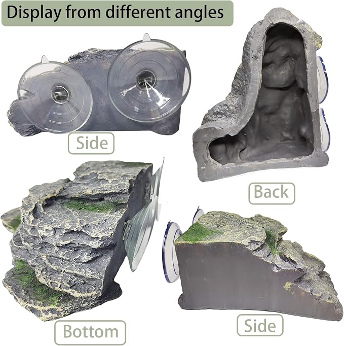 kathson Turtle Basking Platform Baby Tortoise Climbing Ramp Shale Reptiles Dock Resting Terrace Stone Small Aquarium Ornament Rock Landscaping Decoration for Frogs Newts (Large size:7.1”Lx6.3”Wx2.7”H)