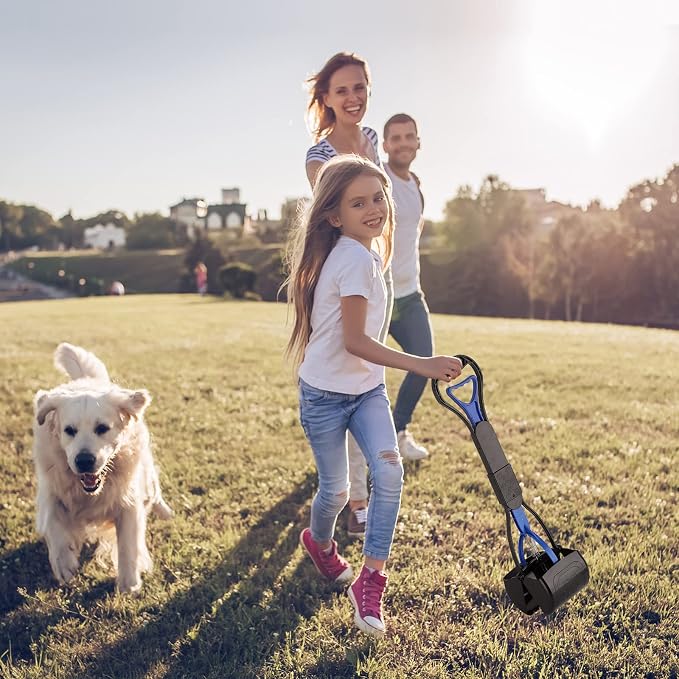 Non-Breakable Pooper Scooper for Dogs and Cats with Long Handle High Strength Material and Durable Spring for Easy Grass and Gravel Pick Up