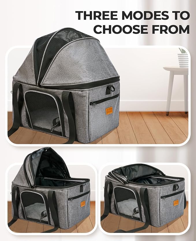 BurgeonNest Top-Expandable Large Cat Carrier, Soft-Sided Cat Bag for Medium & Large Cats Up to 25 lbs, Upgraded Small Dog Car Seat, Pet Travel Bag with Semi-Open Canopy