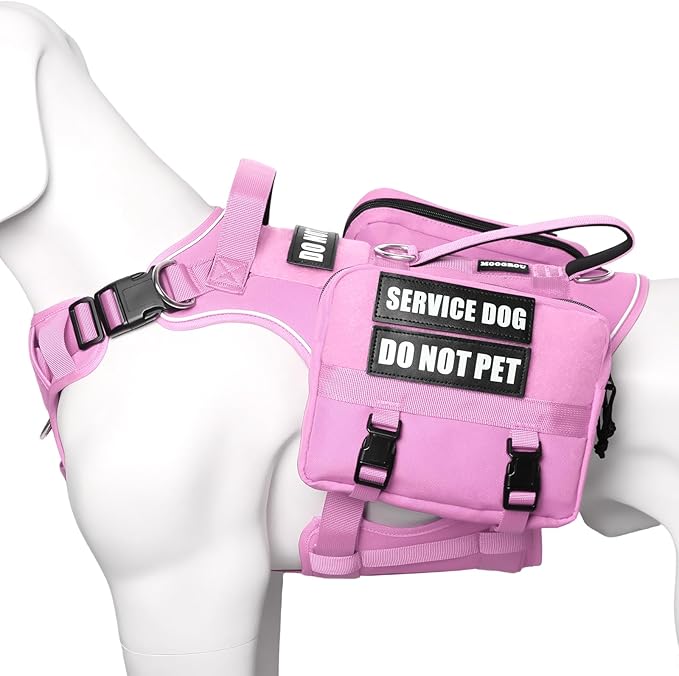 Service Dog Vest with Removable Backpack for Large Dogs Pink L | No Pull Adjustable Dog Harness with Pockets,Soft Padded Handles&Molle for Patches,Heavy Duty for Training Hiking Hunting