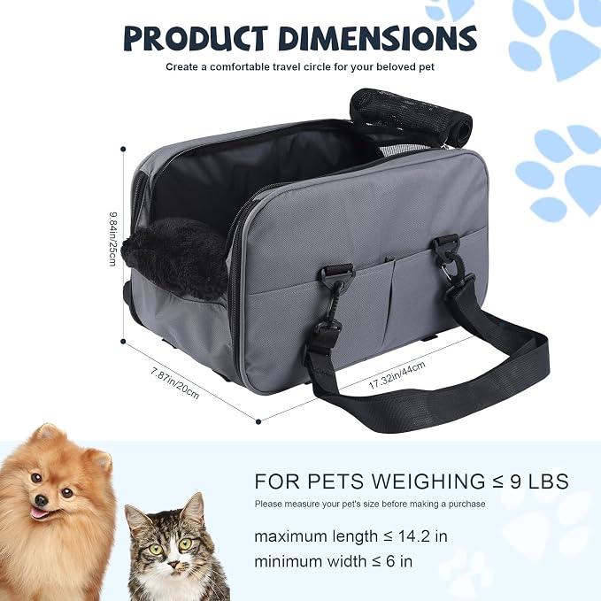 Center Console Dog Car Seat for Small Dogs,Dog Booster Car Seat with Safety Belt and Pockets,Portable Pet Armrest for Puppy Cat Under 13 lbs (Grey)