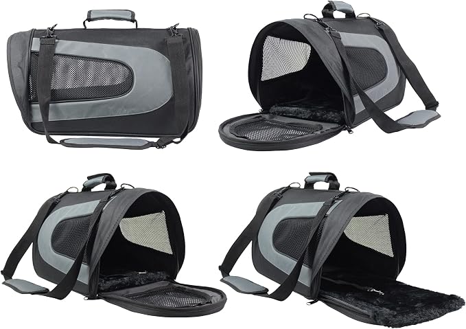 EliteField Deluxe Soft Pet Carrier (3 Year Warranty, Airline Approved), Multiple Sizes and Colors Available (20" L x 11" W x 11" H, Black+Gray)