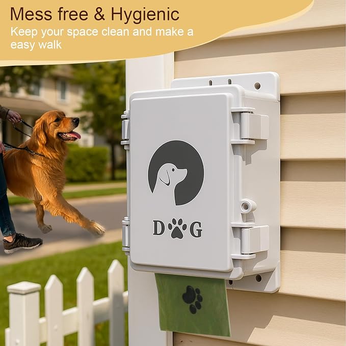 Wall Mounted Dog Poop Bag Dispenser - Heavy Duty Waterproof ABS Plastic Pet Waste Station, Indoor/Outdoor Holder for Yard, Patio, Garage & Lawn | Easy Access Design