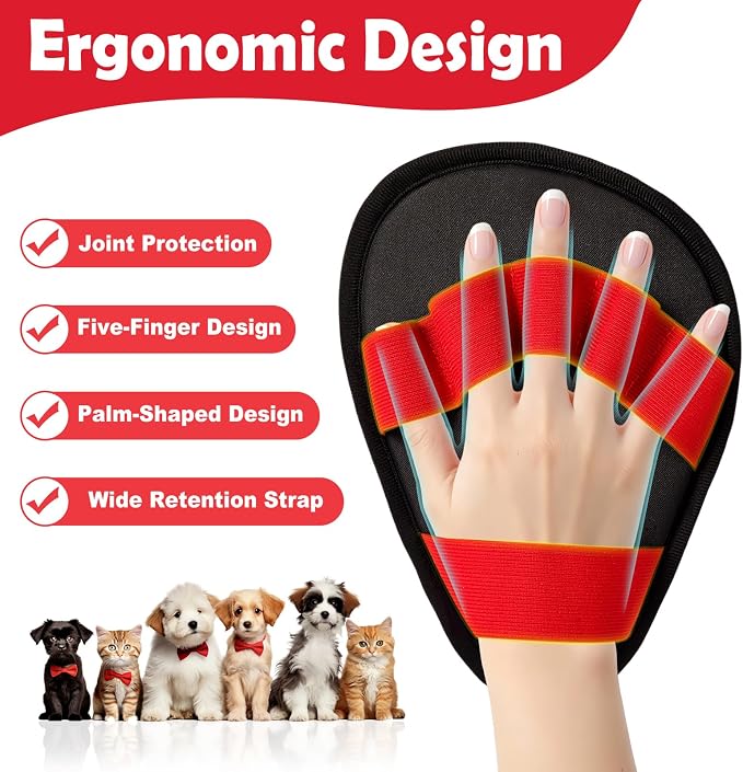 Pet Hair Removal Glove for Dogs & Cats-The Ultimate Pet Hair Remover Tool with 5-Finger Design Electrostatic Magic Brush, Reusable for Pet Hair on Couch, Carpet, Car Trunk, Furniture & Laundry
