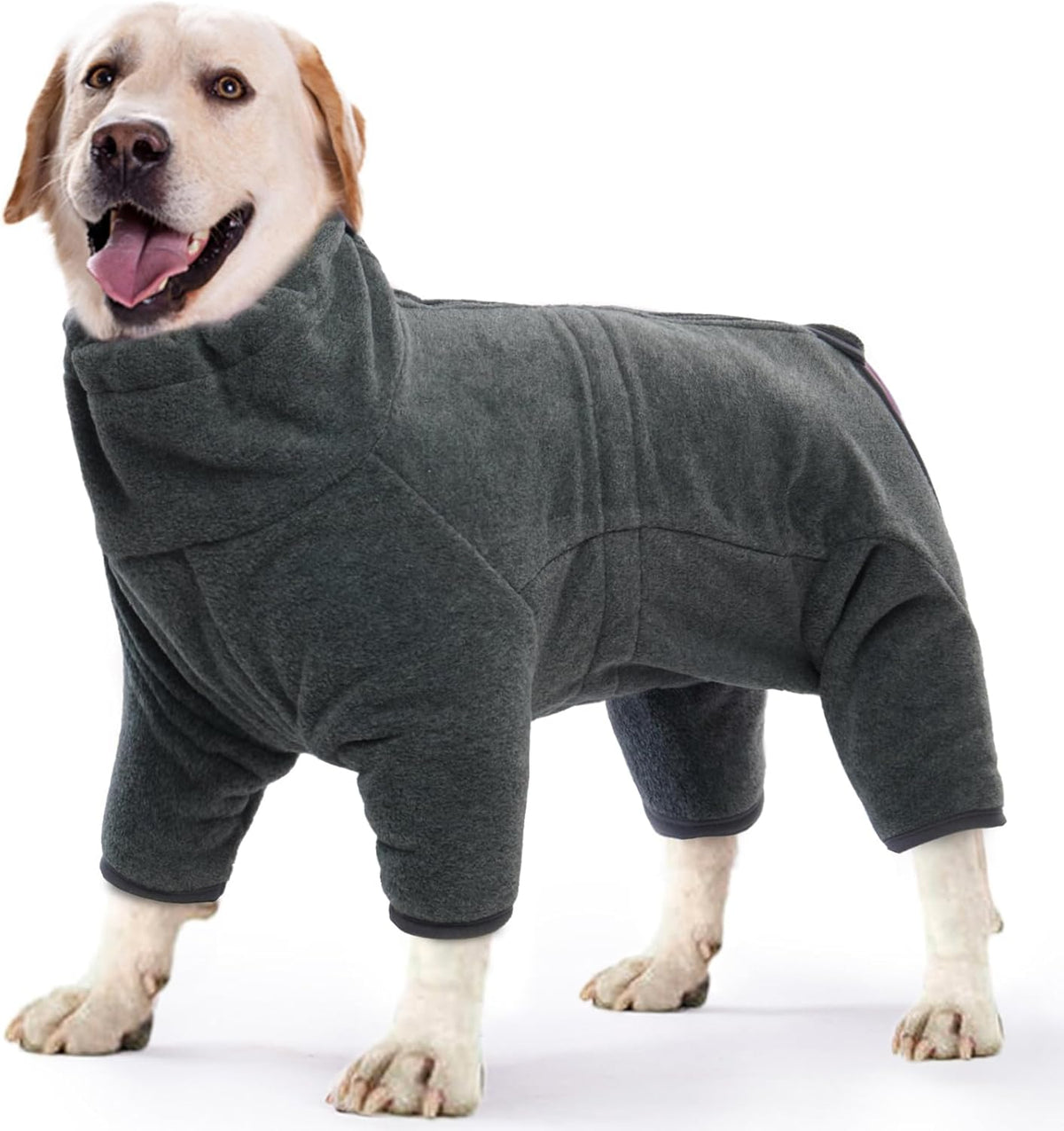 ROZKITCH Fleece Jacket for Dogs, Pet Windproof Warm Cold Weather Jacket Vest Cozy Jumpsuit Apparel Outfit Clothes for Small Medium Large Dog Walking Hiking Sleep Grey M