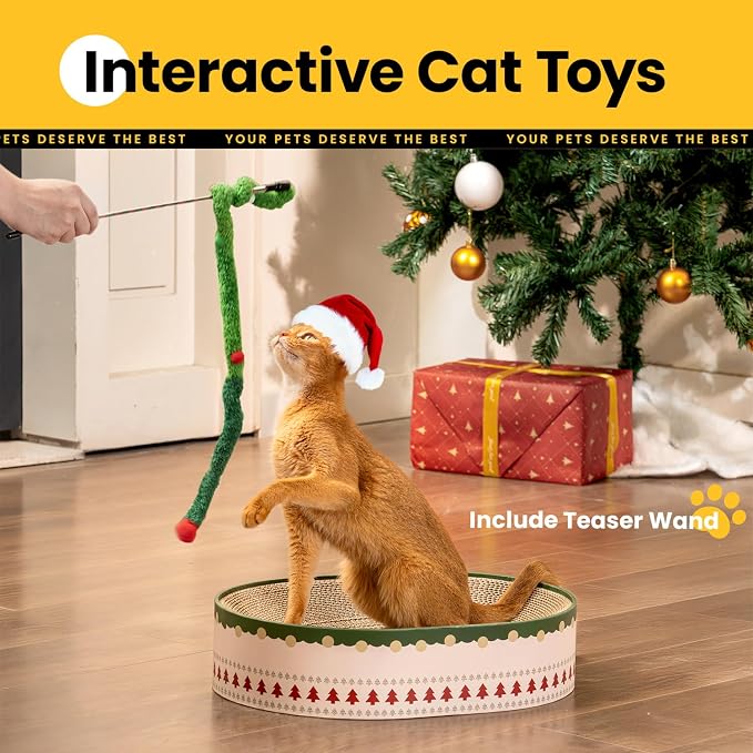 Conlun Oval Cat Scratcher Bed | Scratching Bowl Lounge for Kittens | Medium | Corrugated Cardboard Pad | Concave Shape | No Mess Enclosed Base | Serves as Couch Furniture Protector