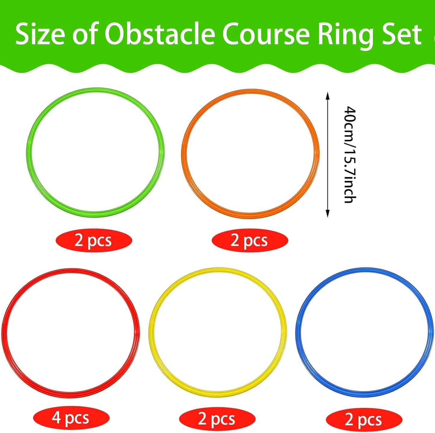 Libima Obstacle Course Ring Set Exercise Hoop Large Hoop Plastic Toys Playground Toys for Gymnastics Practice Party Games Educational Activities Holiday Decor, 5 Colors(12 Pcs,15.8 Inch)